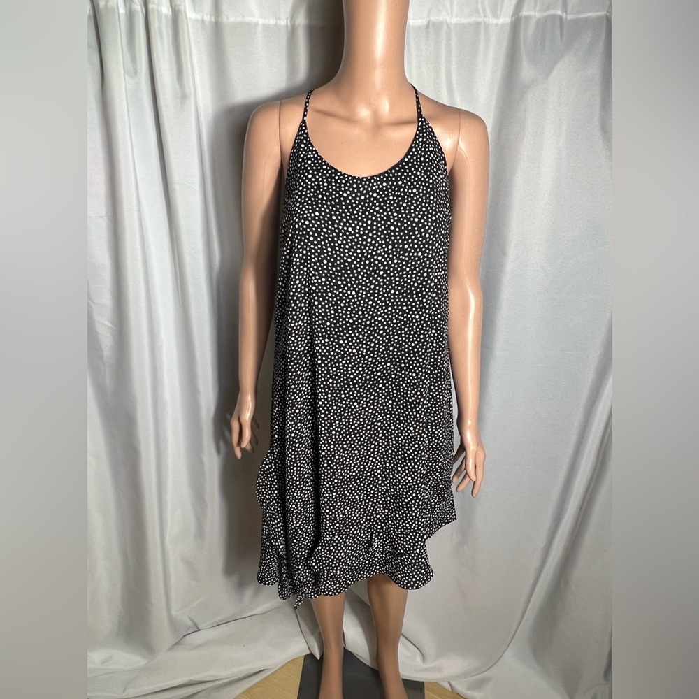 Aqua Women’s Dress Size M Polka Dots Black and White Mini Ruffle Asymmetrical